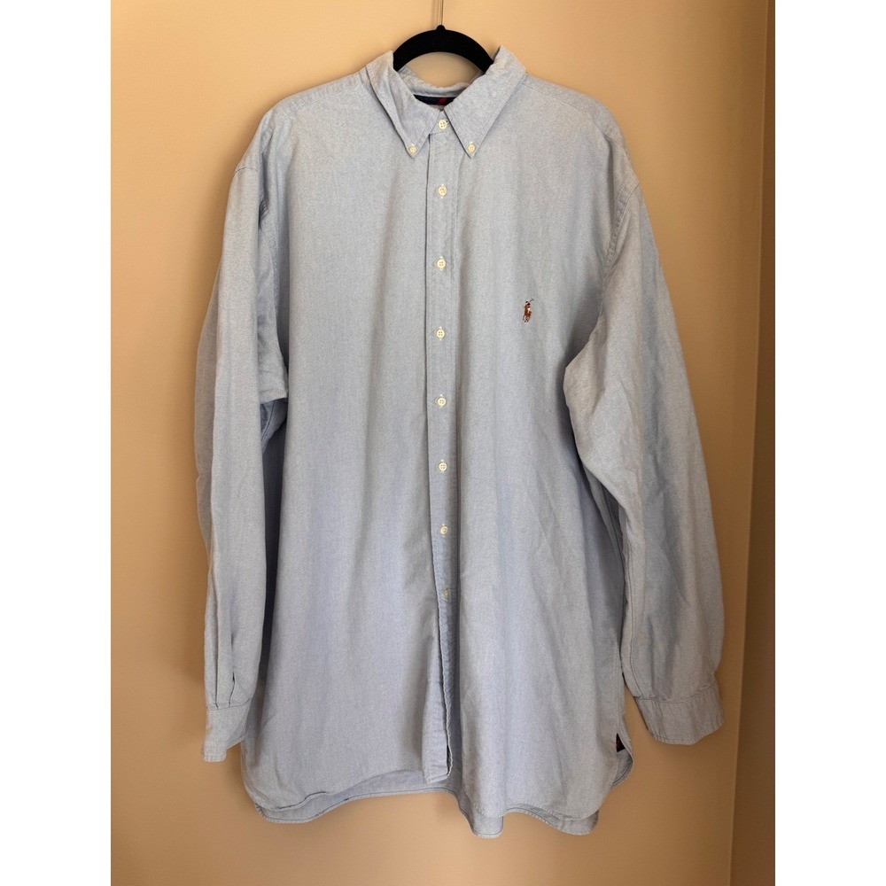 Polo Ralph Lauren Shirt Mens 3XLT Light Blue Oxford Button Down Vintage Y2K Tall